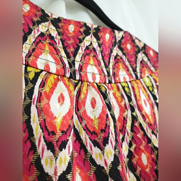 Tory Burch Boho Print Metallic Silk-Blend Tank Top Size 12 - Picture 7 of 7